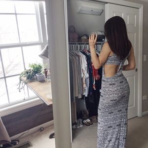 Low Back Black and White Maxi Dress